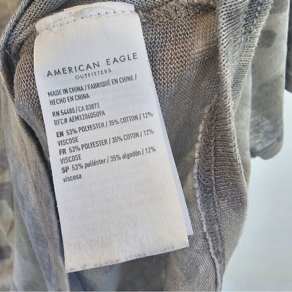American Eagle Soft Sexy V Neck Camo Burnout Tee T-Shirt Medium - Picture 6 of 8